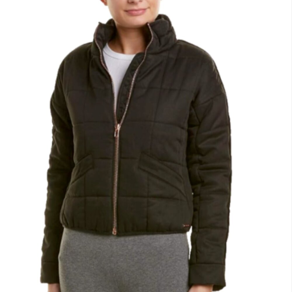 Avec Les‎ Filles Curpo-Feel Thermal Puff Flight Jacket Black Velvet Trim Size XL